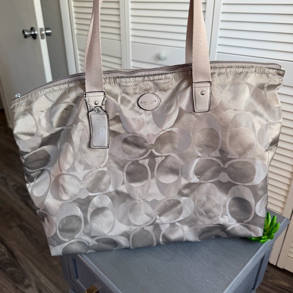Coach Handbags - Y2K Coach signature nylon getaway tote project bag taupe